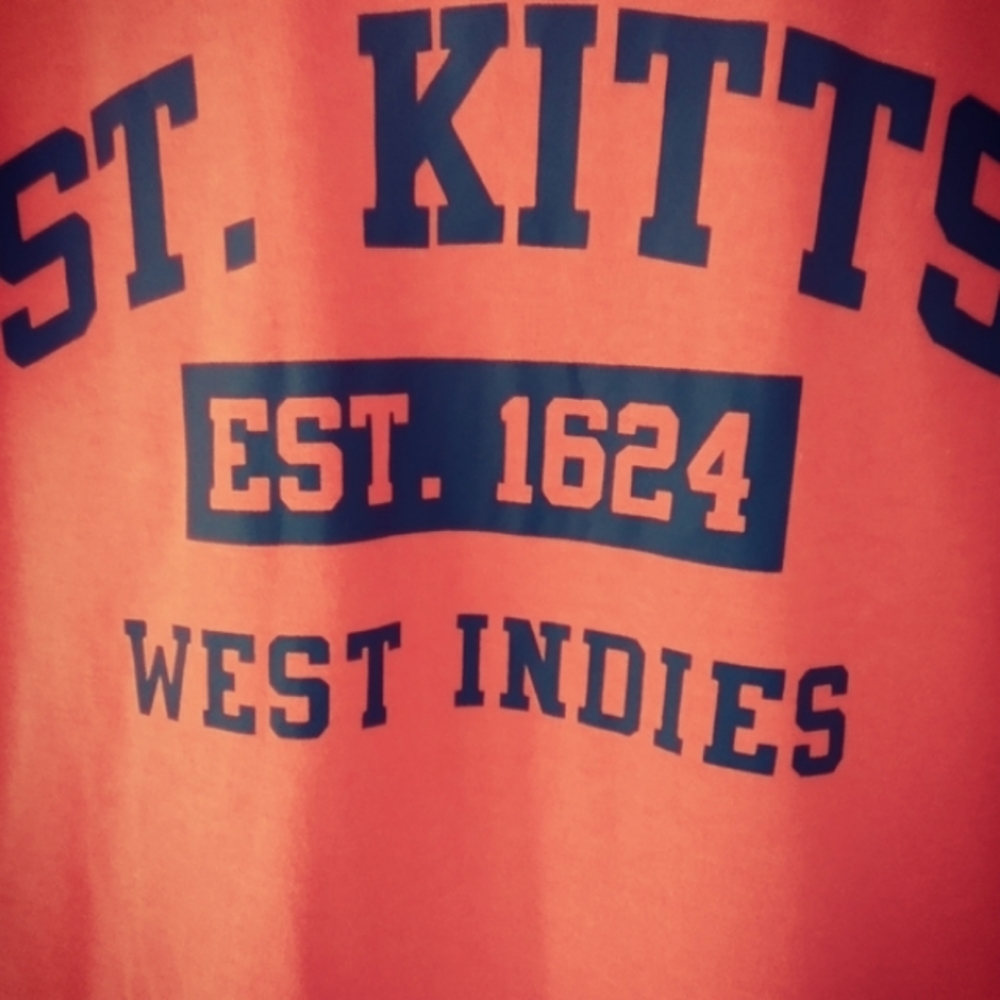 Men's St. Kitts Neon Light Coral T Shirt Size S - Picture 3 of 4